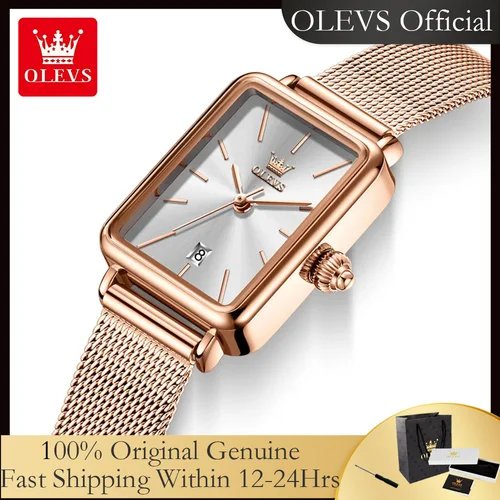 OLEVS 3692 reloj de cuarzo Original con caja de regalo para mujer ultrafino moda Simple cuadrado fecha automática resistente al agua reloj de mujer nuevo