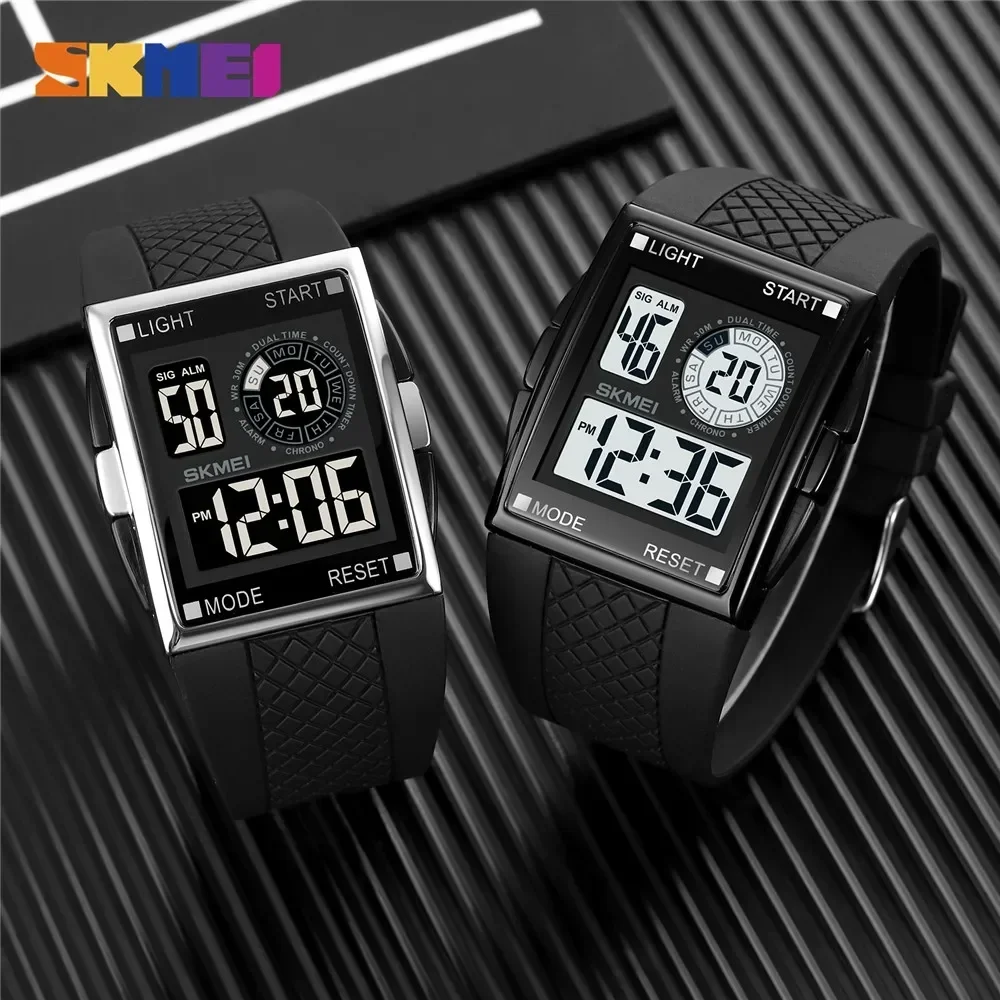 SKMEI 1967  reloj hombre Japan Digital movement Watch Mens military 3Bar Waterproof Countdown LED Light Electronic Wristwatches