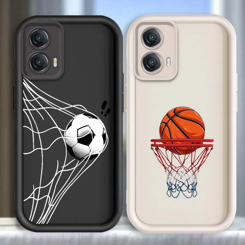 

Art Football Basketball Phone Case For Motorola G85 Edge 50 G24 G35 E14 G04 G34 G Stylus G54 G13 G32 G14 5G Eye Ladder