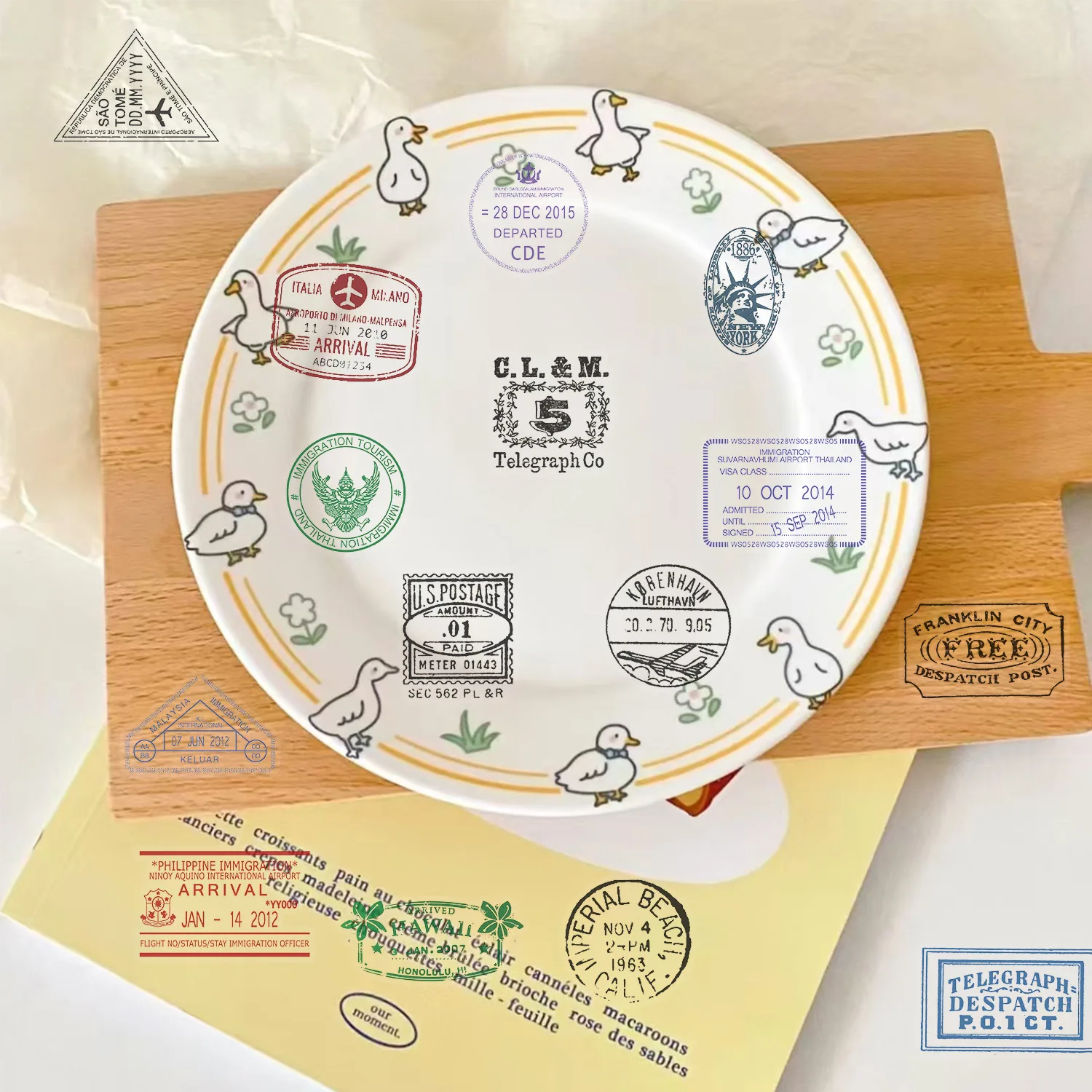 Timbre de marque postale rétro, autocollant Transparent étanche, décoration pour carnet de notes, guitare Mobile, tasse d'eau, valise, jouets Graffiti, DIY bricolage, 50 pièces