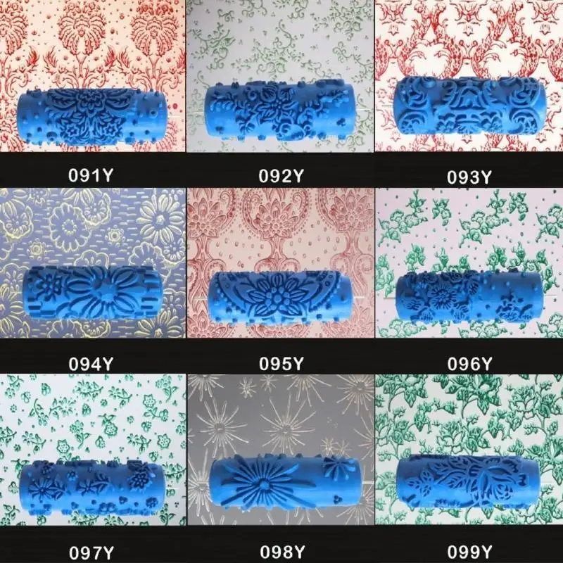 

652F 5" Embossed Paint Roller Sleeve Wall Texture Stencil Brush Pattern Decor 095Y