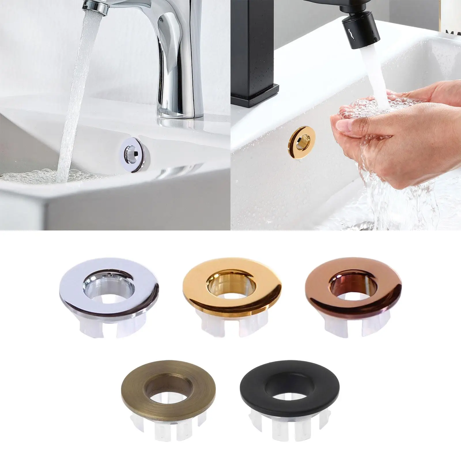 Sink Overflow Cover Drain Overflow Cover Circle Bathroom Vanity Sink Basin Trim