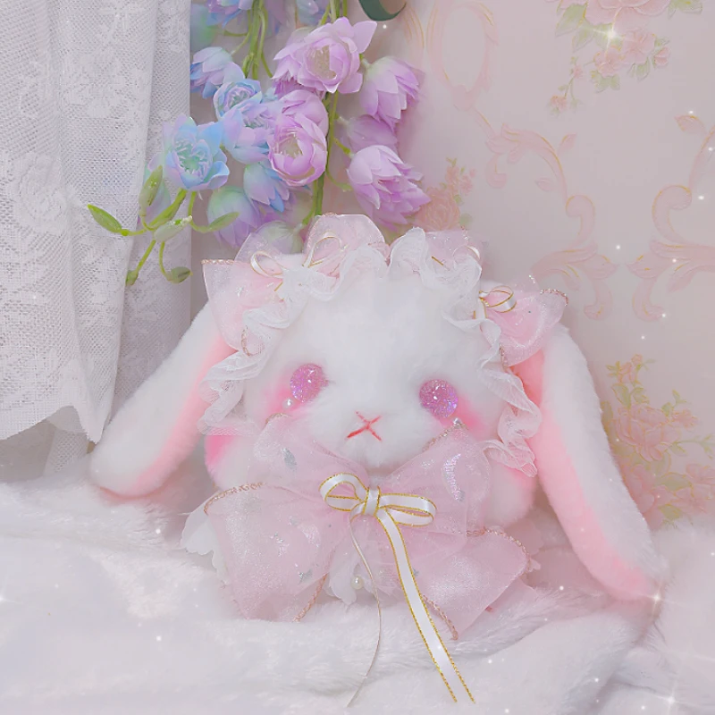 Lolita aslant bales manual rabbit Lolita presents bowknot fluffy cute pink green lace rabbit bag