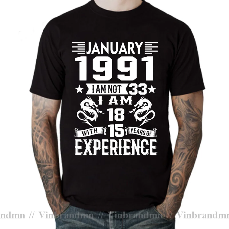 Camiseta de nacimiento de 18 años con 15 años de experiencia, nacida en Nov, septiembre, octubre, enero, Feb, Mayo, abril, junio, julio, agosto, 33rd, 1991