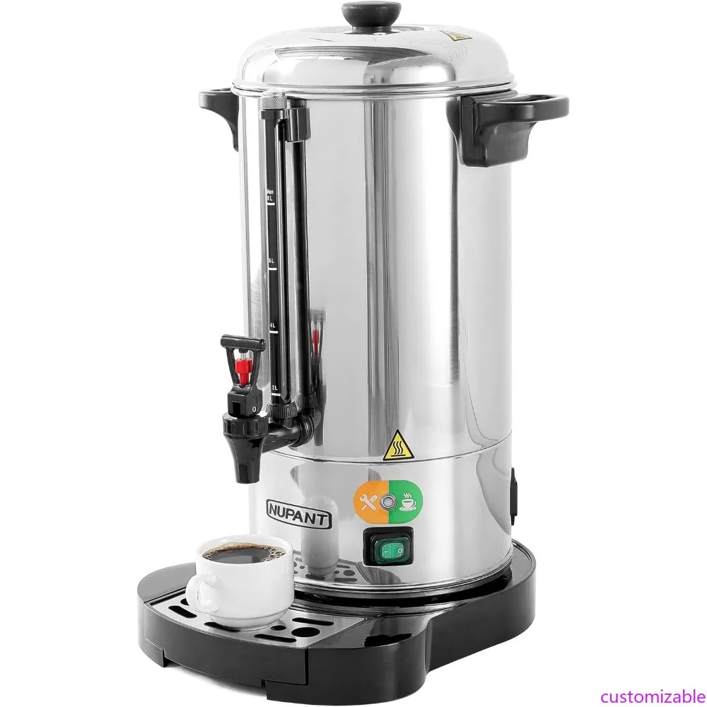 

Коммерческая кофейная урна, 50 чашек/8 л, диспенсер для кофе с улучшенным перколятором, диспенсер для урны с горячей водой из нержавеющей стали 304, диспенсер для напитков