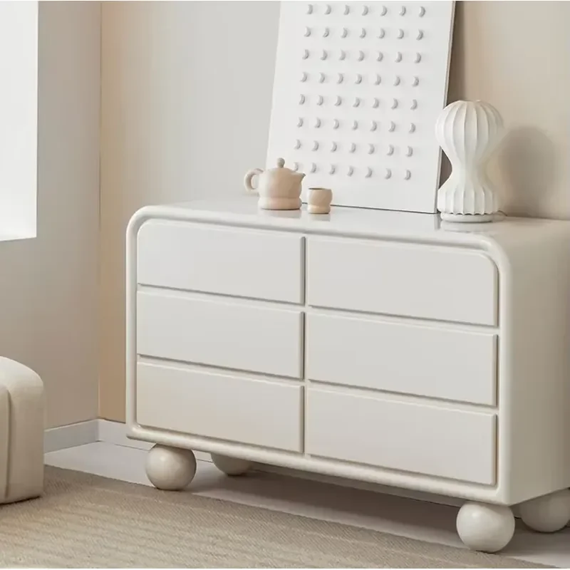 Cream Style Home Lockers Free Installation Living Room Storage Cabinet For Children Toys Clothes Snacks Organizer Shelf Unit