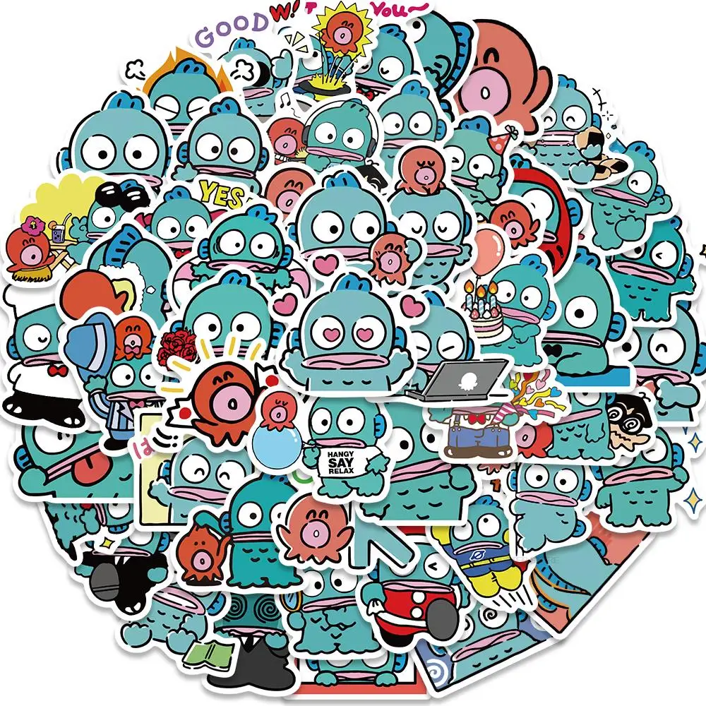 50pcs Cute Cartoon Fish Sticker DIY Graffiti Notebook Tablet Laptop Waterproof Luggage Cup Guitar Suitcase Decorative Sticker