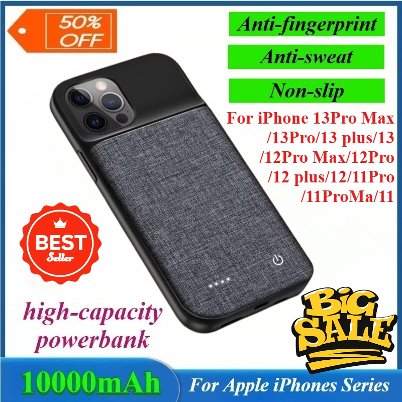 

10000mAh Smart Battery Charger Case for IPhone Series 13 12 11 Pro Max 13/12 Mini Portable Externe Power Bank Charging Batterie