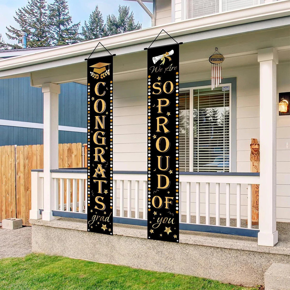 Graduation Party Decor Door Couplets Banners Class of 2025 Congrats Grad Porch Hanging Sign For Home Celebrate Party Supply