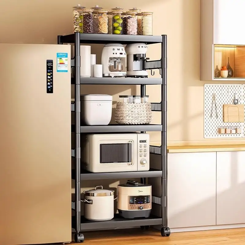 

Multi-layer Floor-standing Kitchen Storage Rack Microwave Seasoning Holder Multi-functional Kitchen Organizer Shelf