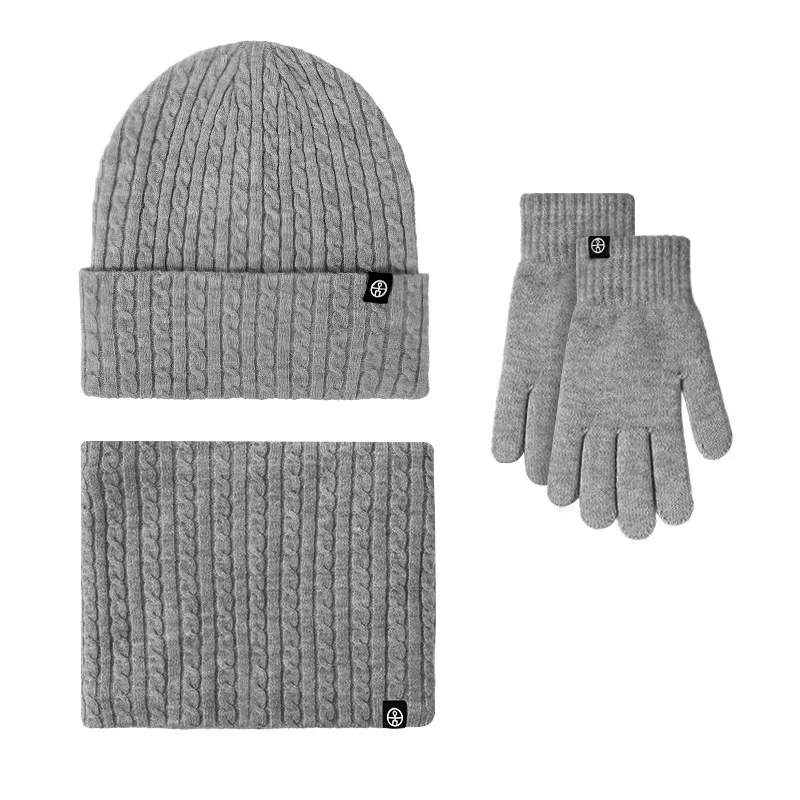 الشتاء أزياء بسيطة محبوك المخلوطة بلون في الهواء الطلق ركاب قفازات دافئة قبعة وشاح 3 قطع مجموعة للرجال والنساء الأوشحة