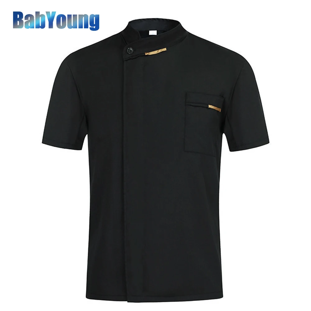 2023 Quality Waiter Uniform Short Sleeve Kitchen Restaurant Cook Chef Jaket Shirt Breathable Barber Sushi Costumes