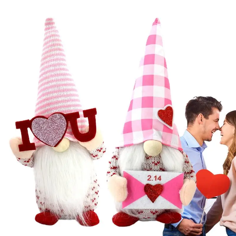 

Карликовая кукла на День святого Валентина, плюшевая Праздничная кукла гном, карликовые фигурки, декор на День святого Валентина, настольный центральный предмет, украшения Гном