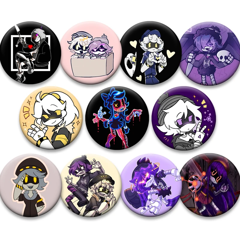 Game Murder Drones Badge Round Creative Cartoon Brooches Snap in Design Anime Pins for Backpack Jewelry Accessorie Handmade Gift