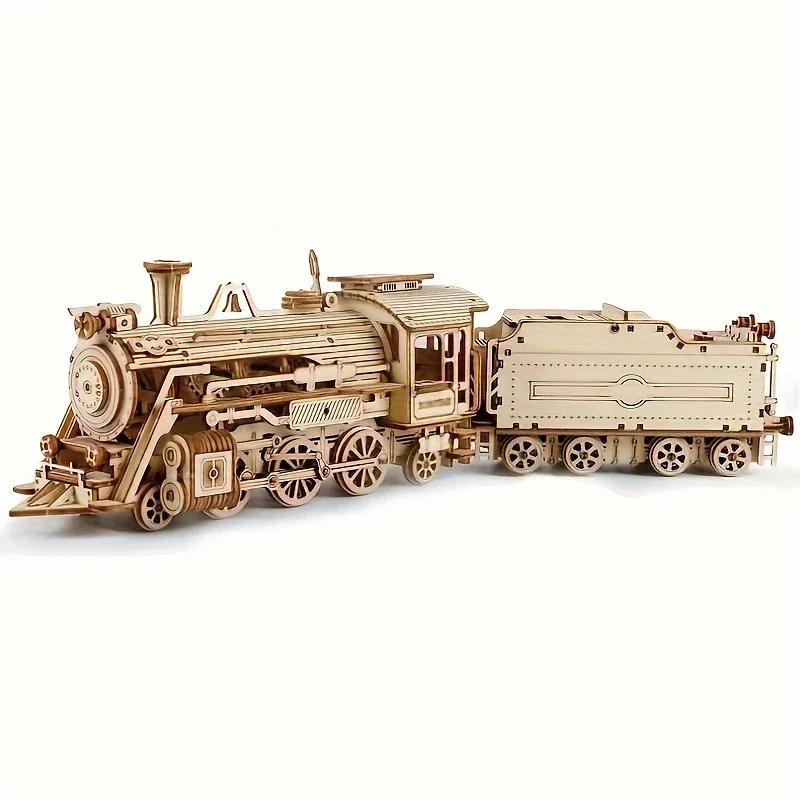 Locomotive 3D Car Wooden Puzzle, Scale Model,DIY Model Kit, Handcraft Gift,Home Decoration,Mechanical Model Kit, Building Toy