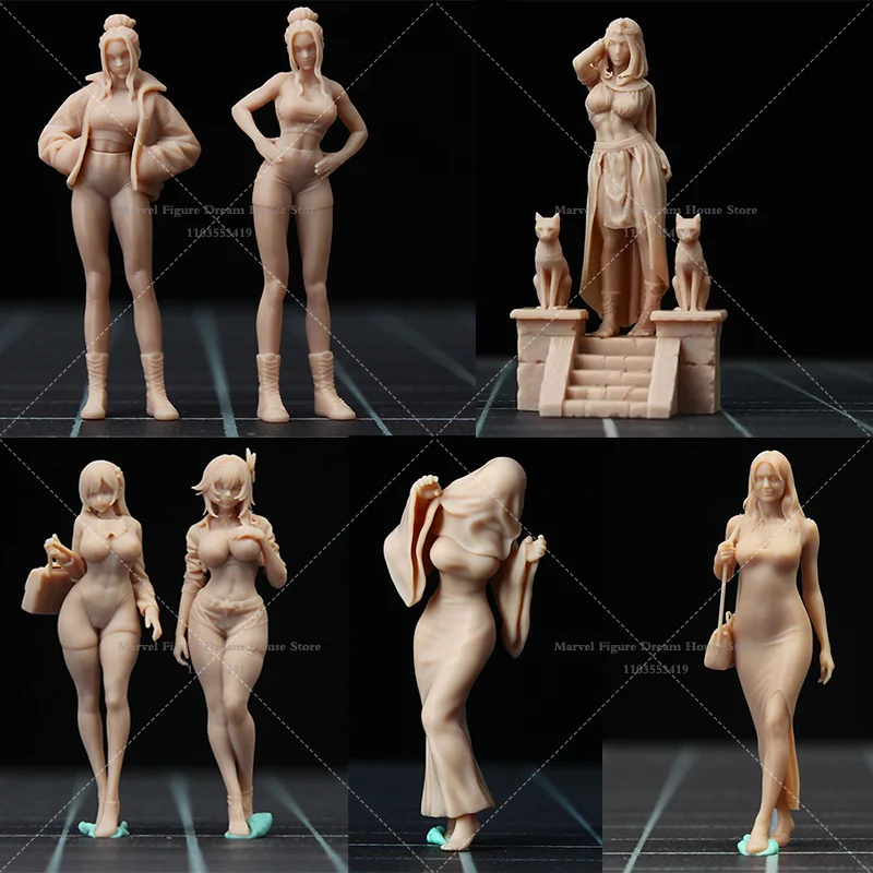 1/64 1/43 Scale Miniature Scene Dolls Un-panited White Figure Mini Female Model Charming And Versatile Multi-faceted Woman