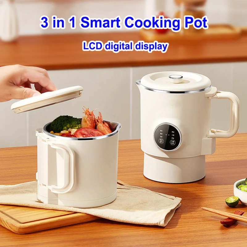 Smart LCD Multi-function Electric Cooker Household Fully Automatic Folding Cooking Pot Small Portable Travel Electric Kettle