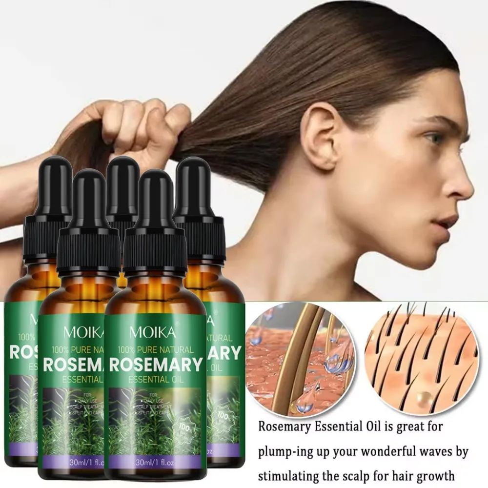 

5Pcs Rosemary Dense Hair Essential Oil Repair Hair Damage, Prevent Hair Loss, Fight Against Dandruff And Dryness
