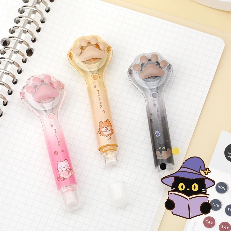 1/4pcs Cat Claw Glue Tape Pen Type Transparant Kitties Paw Dots Double Sided Tape Adhesive Glue DIY Journal School Office A3171