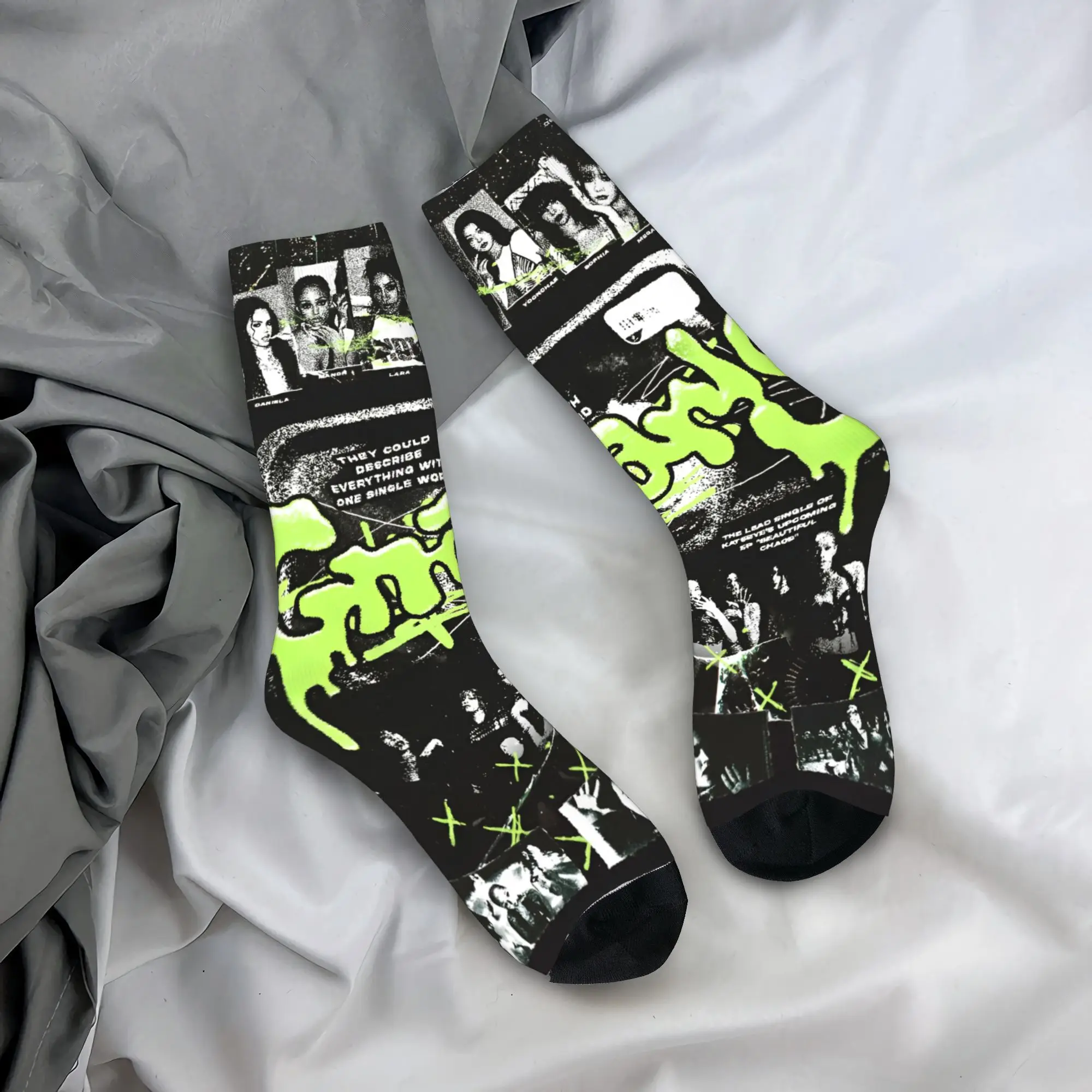 الكورية نمط KATSEYE Gnarly جوارب القوطية الجوارب الكبار الرجال عالية الجودة الجوارب الخريف سكيت الجرافيك عدم الانزلاق الجوارب هدية