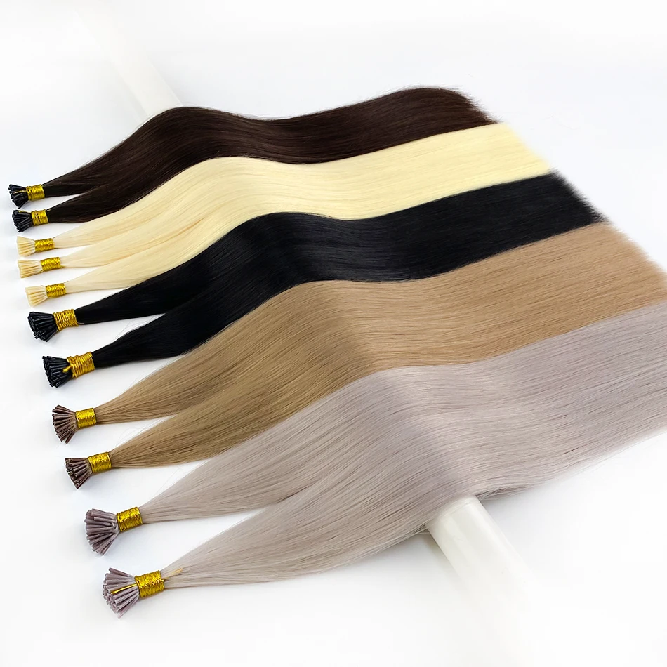 Eu ponta extensões de cabelo humano 100% extensões de cabelo reto real cabelo de fusão em massa eu ponta extensões de cabelo natural
