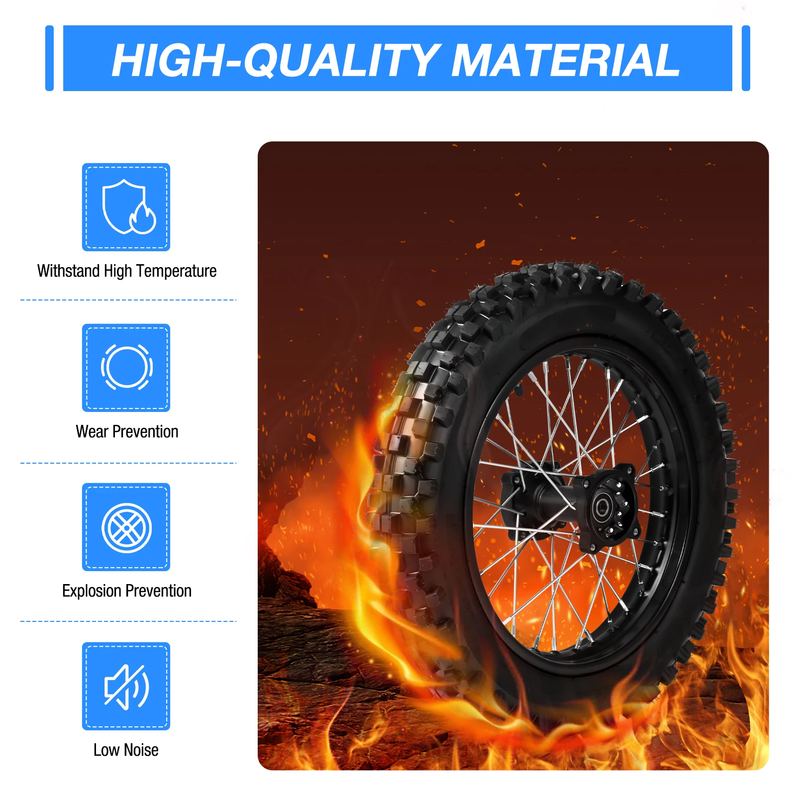 Motorcycle Tire, 90/100 Wheel Rim Tire, 14 Inch Rear Hydraulic Off-road Tire, RV 125cc 150cc Dirt Bike, Anti-Explosion, Heavy Duty Rubber