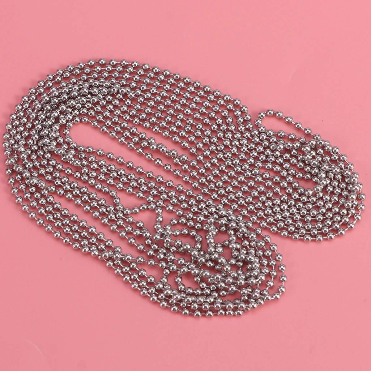 

3 Meters Jewelry Chain Bead Link Head Stainless Steel Ball Silver with Connector