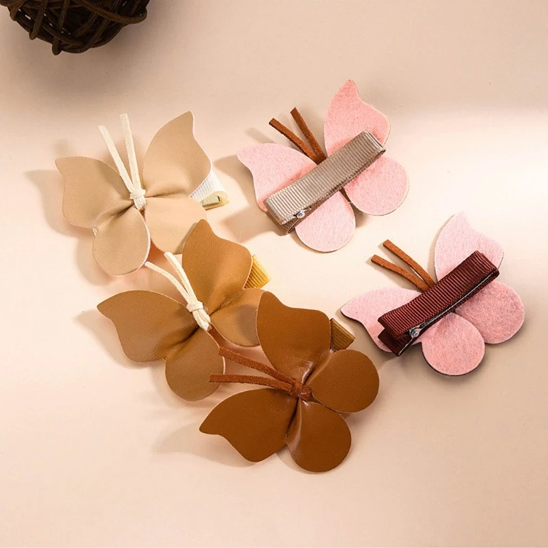 10PCs Baby Girls Hair Clips Cute Leather Butterfly Girls Hairpins Small Butterfly Barrettes Headwear Baby Hair Accessories