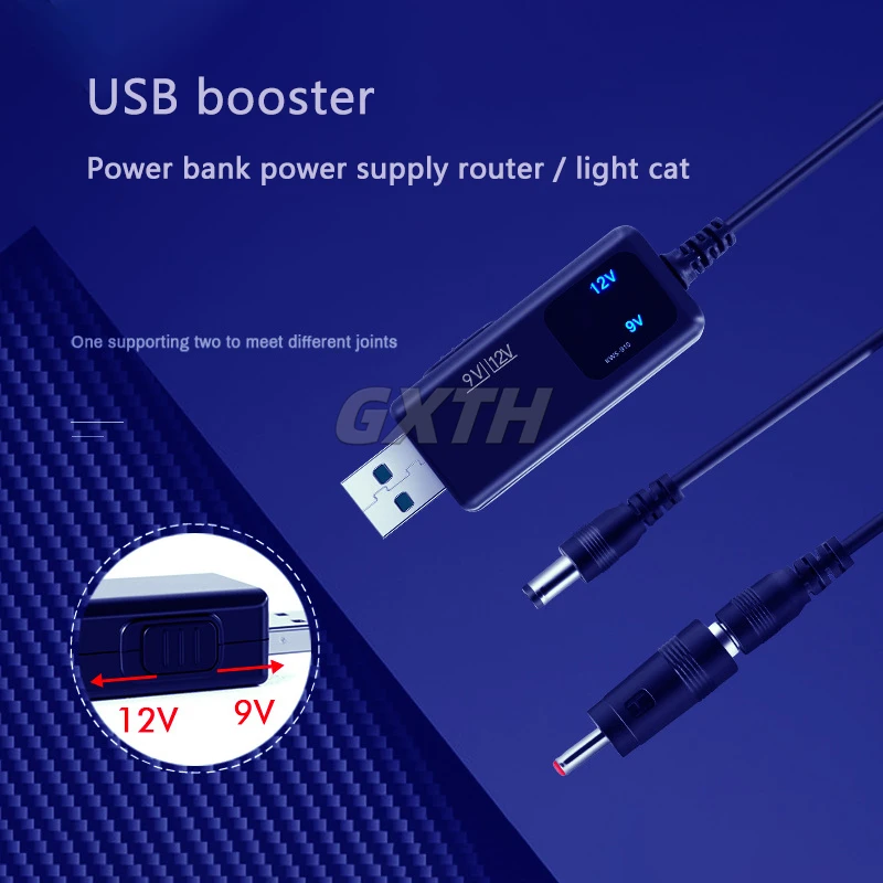 USB Step-up Converter Cable+ 3.5x1.35mm Connector DC5V To 9V 12V USB Boost Converter For Power Bank Router/Charger/Power Adapter