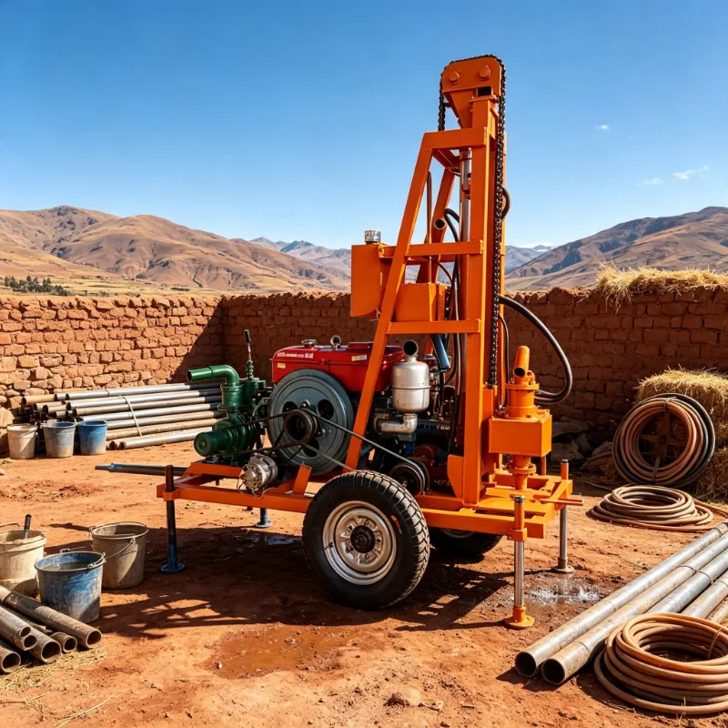 150M Mini Water Well Rig, Portable Water Well Drill For Medium Depth Borehole Construction On Farmland And Rural Villages