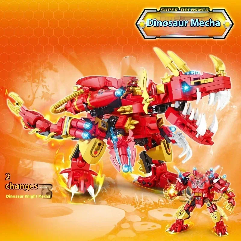 2IN1 Dinosaur Blocks Assembly Toy Tyrannosaurus Rex Combination Mech Children Puzzle Bricks STEM Toy Adult Christmas Gifts