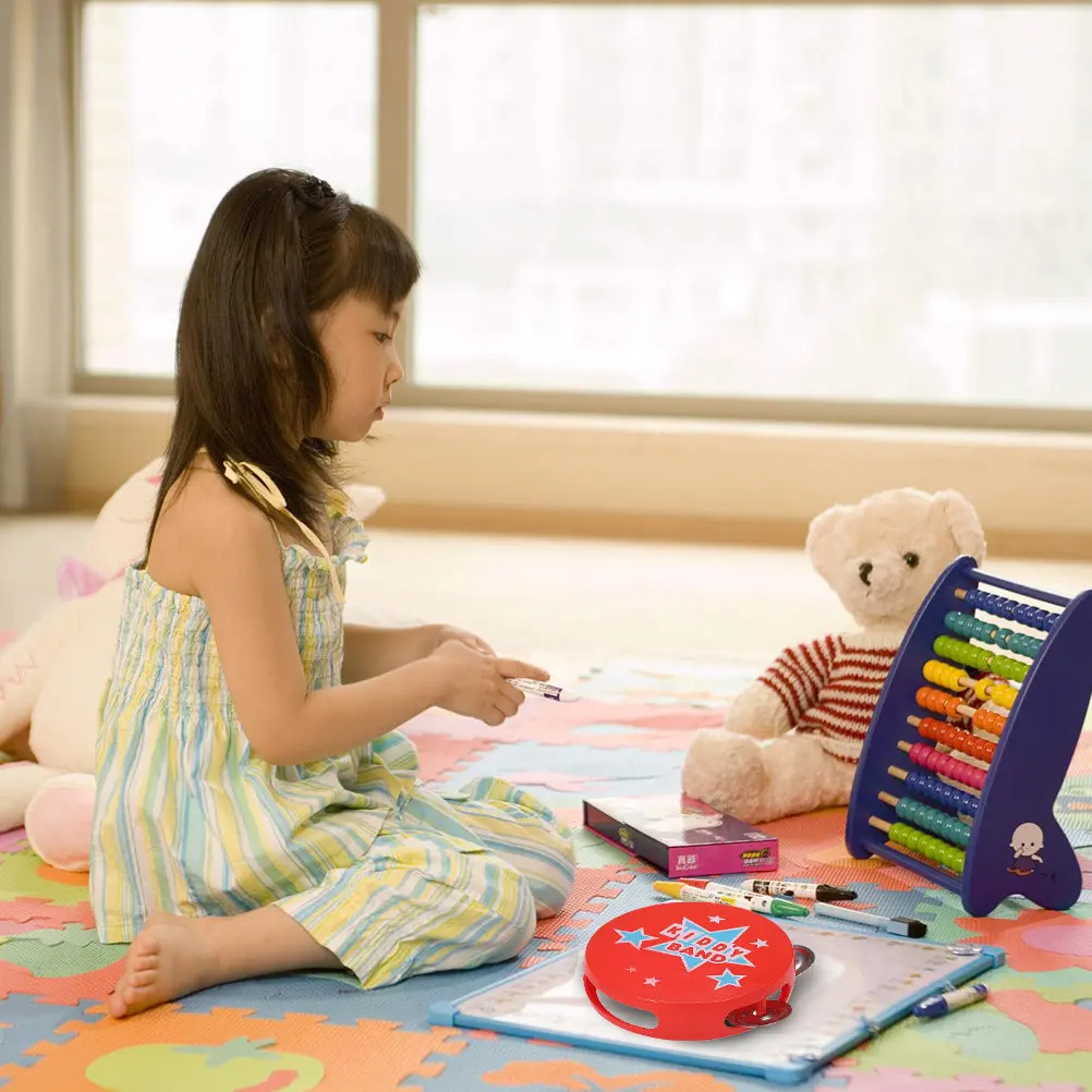 

1Pcs Kids Tambourine Mini Portable Hand Drum Crisp Loud Sound Creative Expression Music Percussion Instrument for Infants Early