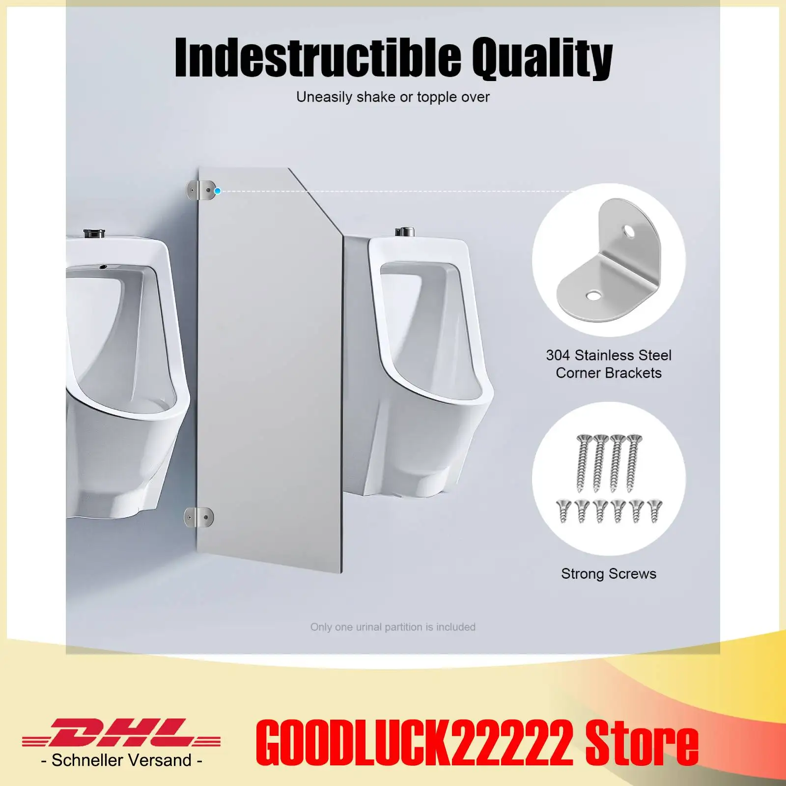 Urinal-Bildschirm, WC-Trennwand, Wandmontage, Zeitimmuner Leistung, feste Struktur, platzsparend, Hellgrau – Detail 1