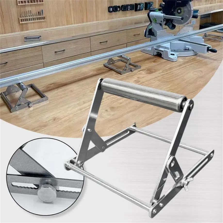 1 Pcs Material Rack Long Material Auxiliary Support Frame Balance Bracket Adjustable Lifting Roller Bracket Foldable