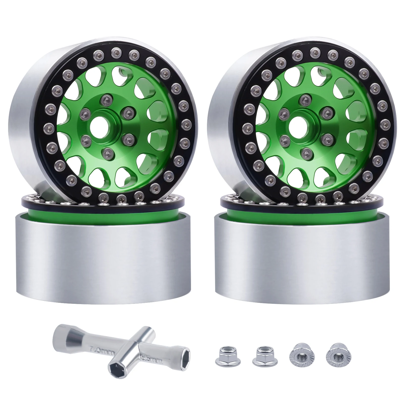 HobbyPark Aluminum 1.9 Beadlock Wheels for 1/10 Scale RC Crawler, Compatible with Traxxas TRX4 Axial SCX10 Redcat Gen 8 RC4WD