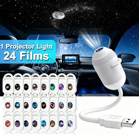 USB-проектор звездного неба для автомобиля и дома, 360-градусная подсветка для создания атмосферы ° Регулируемый проектор звездного неба с эффектом окружающего освещения