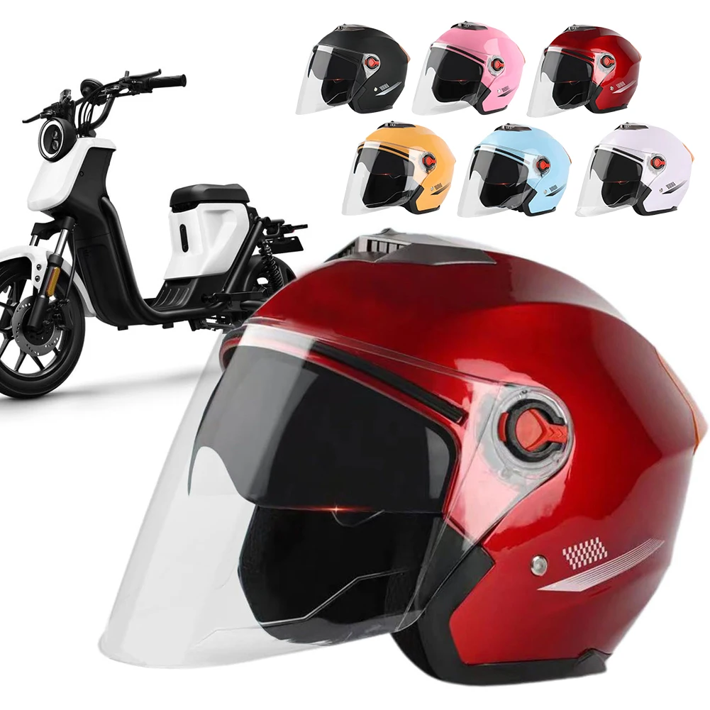 Motorcycle Open Face Helmet with Sun Visor Electric Scooter Helmet All Year Use Comfortable Helmet Adult Moto Equipment