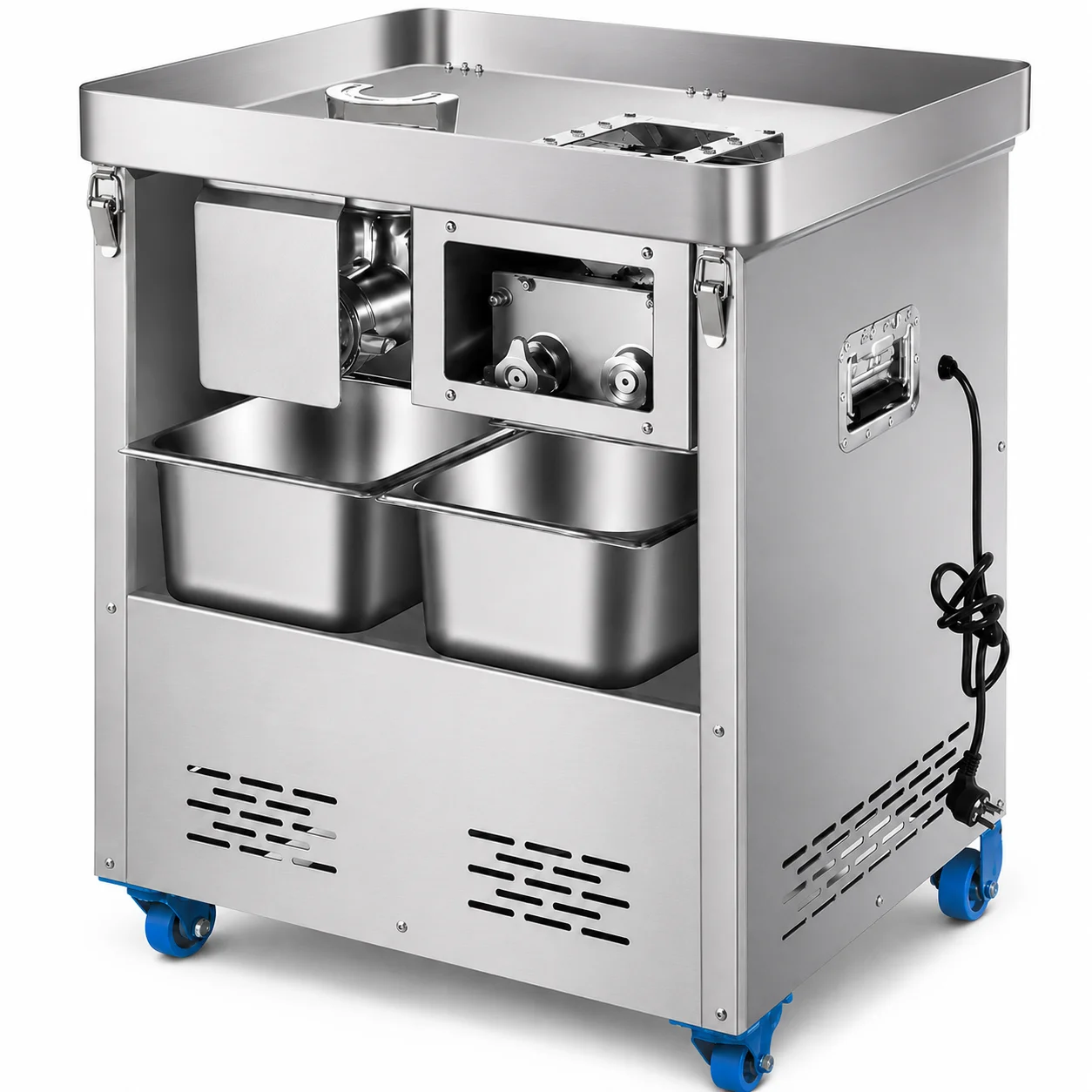 New Commercial Grade 304/201 Stainless Steel Automatic Electric Meat Grinder With Wheels 400kg/h Capacity For Catering Kitchens