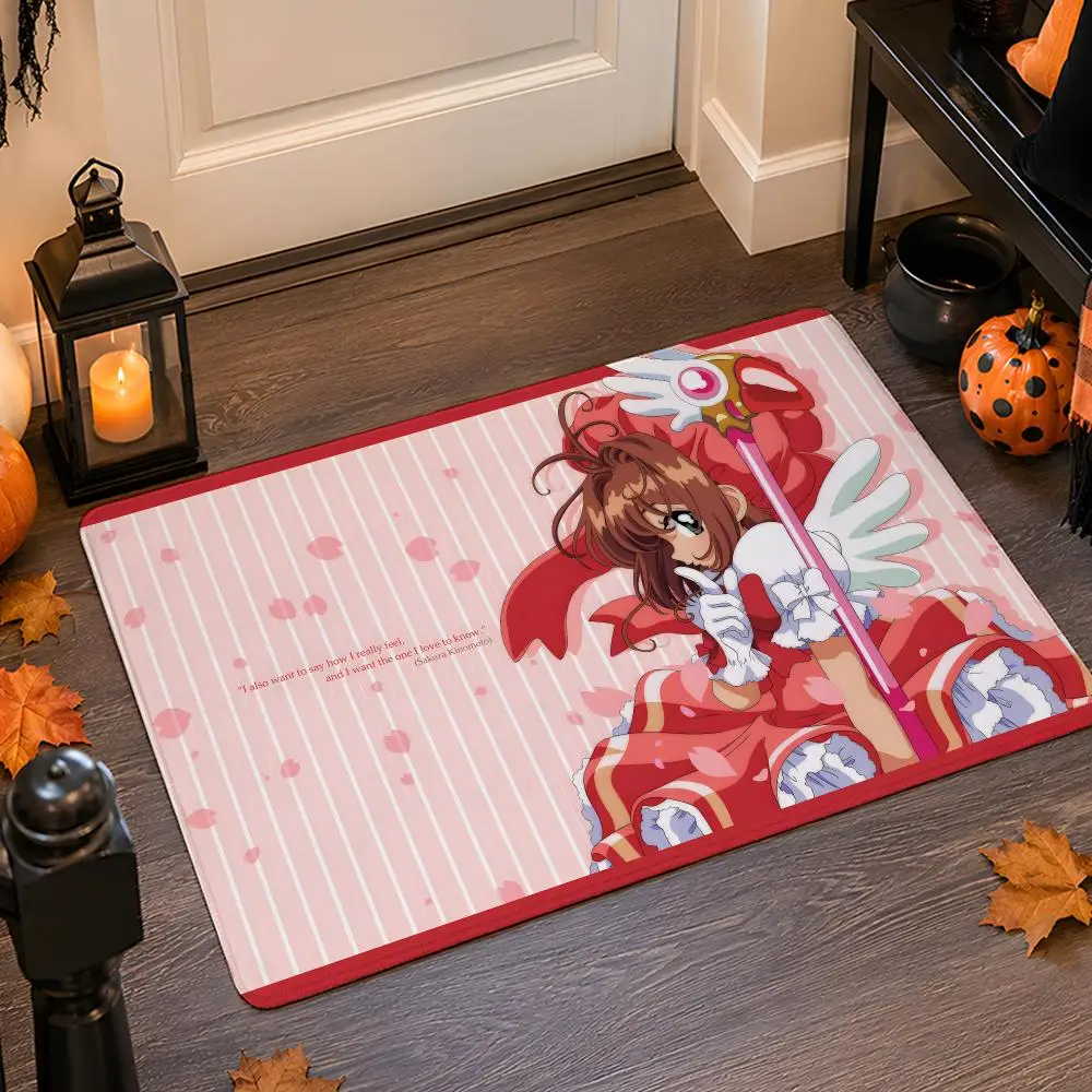 Anime C-Cardcaptor S-Sakura Floor Mat Flannel Rug Non Slip Absorbent Soft Washable For Entryway Hallway Bathroom Kitchen Decor