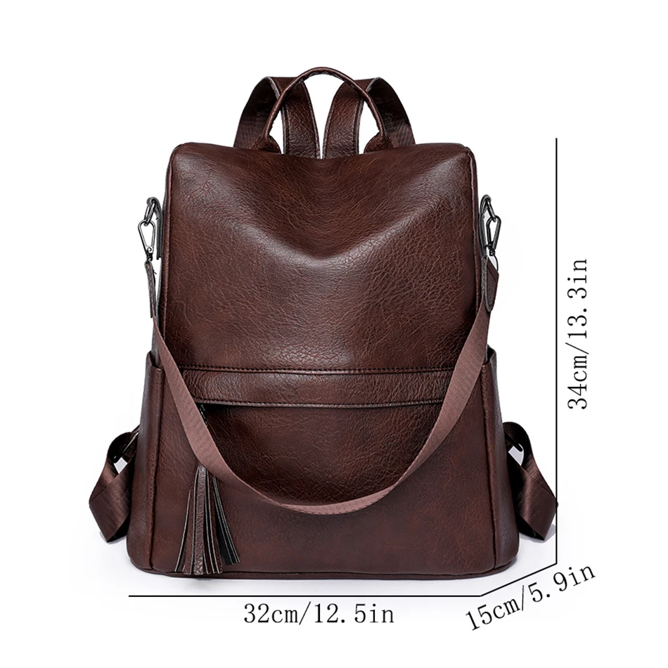 Fashion Solid Color Anti Theft Women Backpack High Quality Leather Travel Backpacks for School Teenagers Girls 2024 Sac A Dos