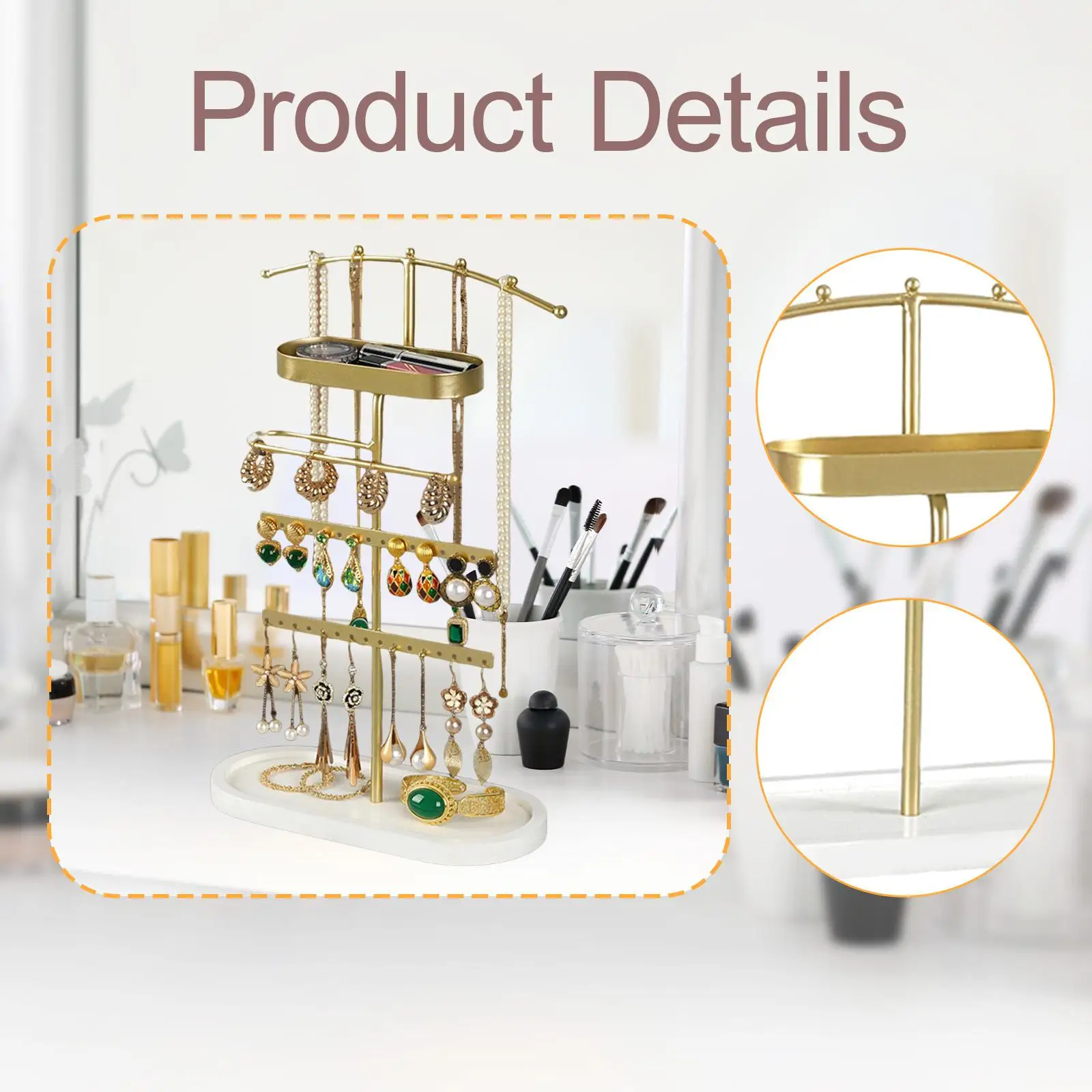 منظم المجوهرات واسع للنساء حامل عرض سطح المكتب لترصيع الأذن #5