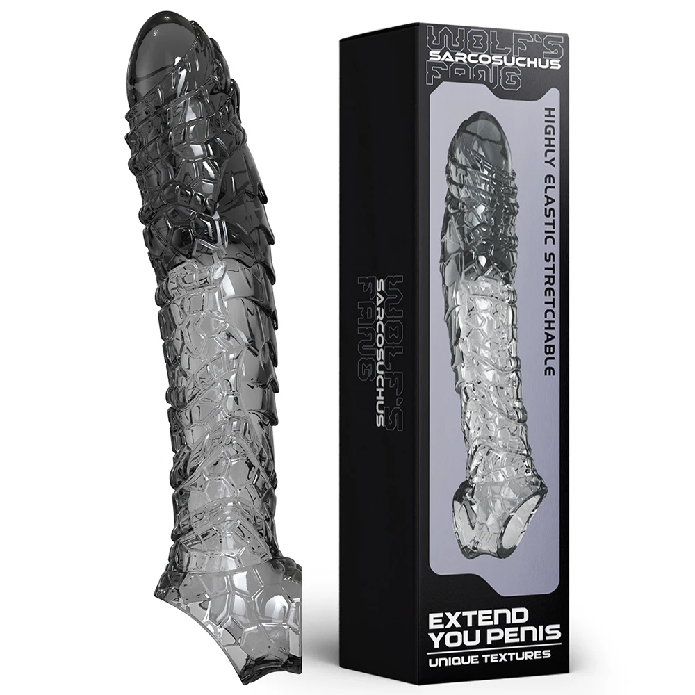 Penis Extender Sleeve Adult Sexy Cock Ring Reusable Condom Delayed Ejaculation Couples Chastity Cage Penis Sex Toys for Men