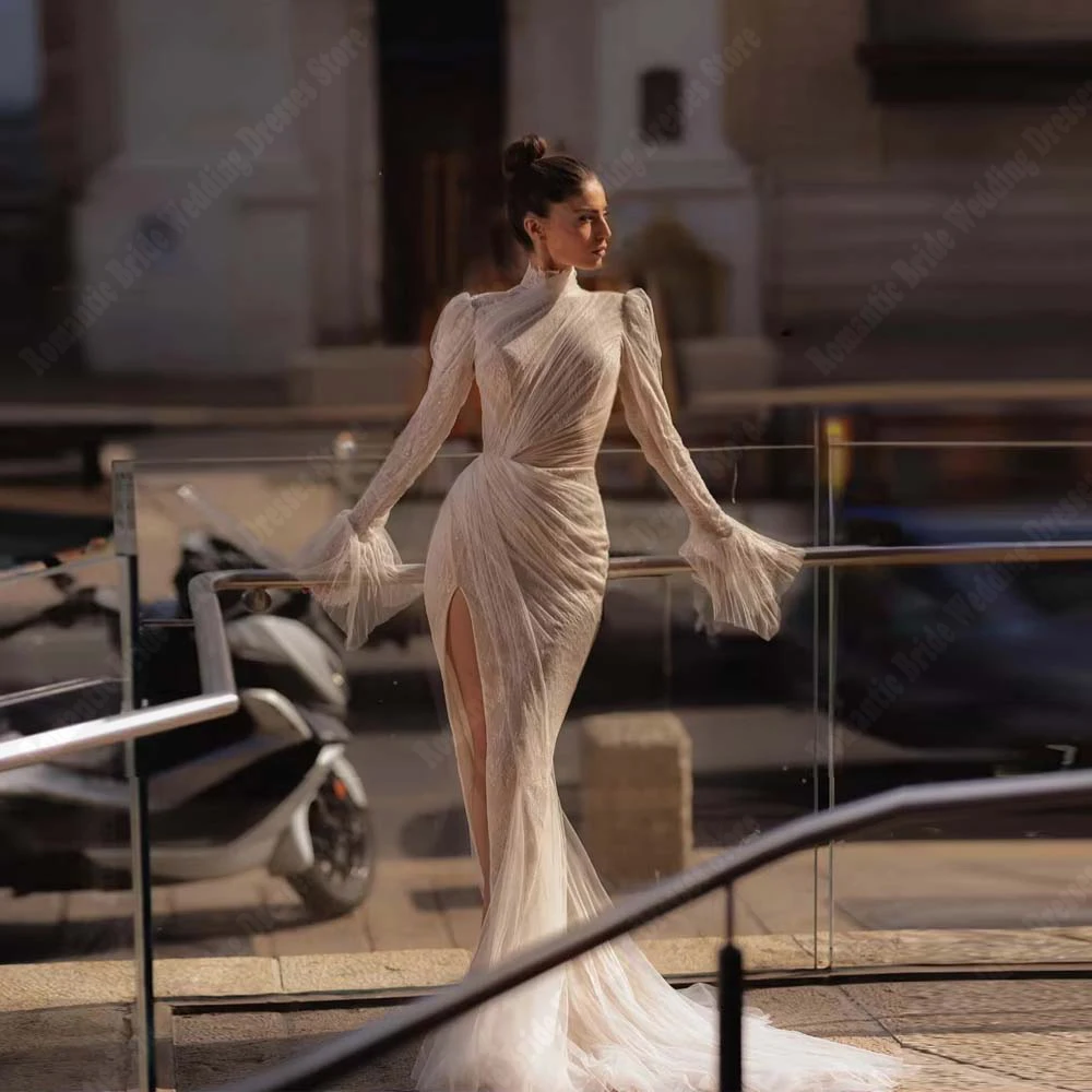 2026 براقة حورية البحر النساء فساتين الزفاف رائعة الدانتيل زين زي العرائس الأميرة التطهير طول رداء حفلات مخصصة #1