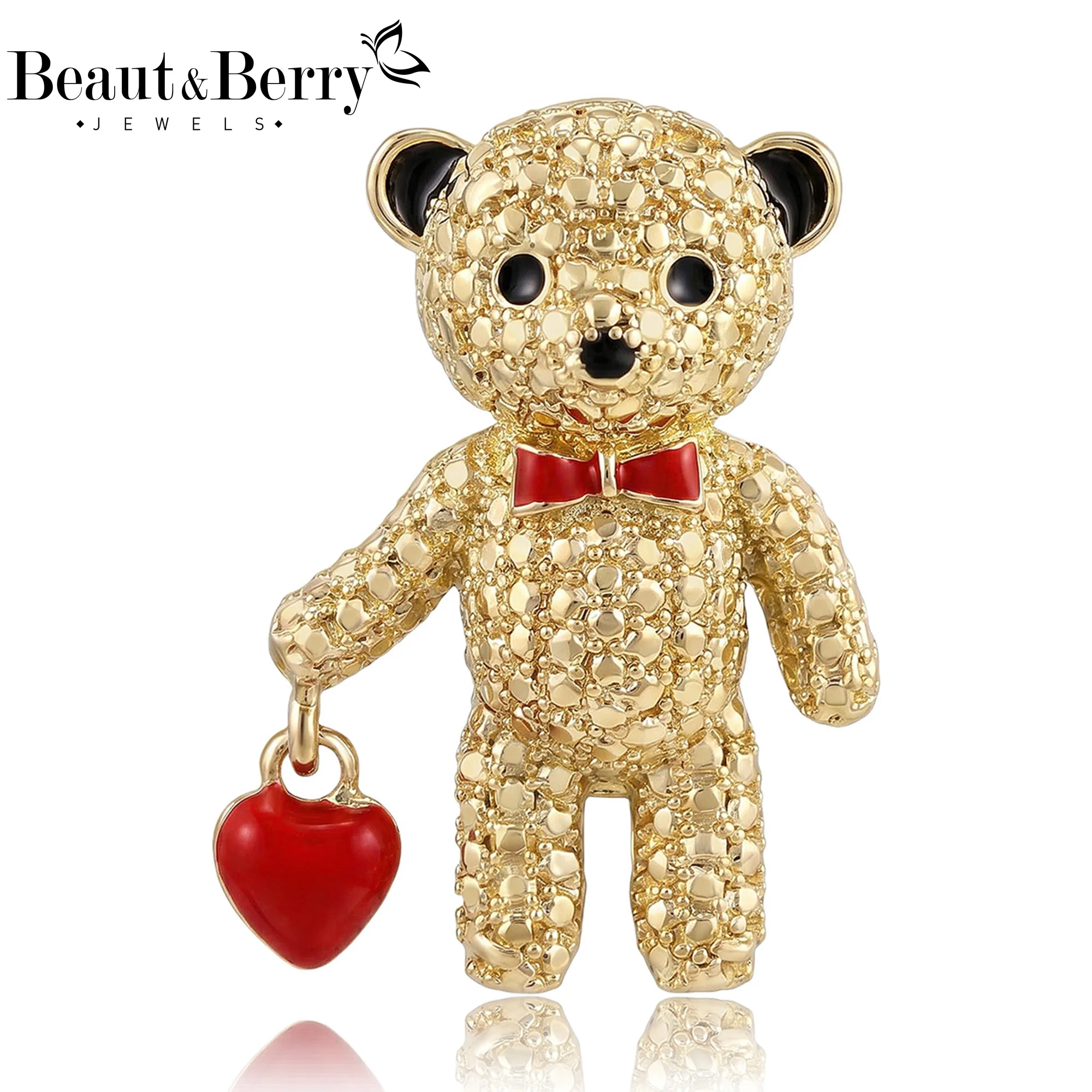 Beaut&Berry Luxury Rhinestone Bear Brooches for Women Unisex Animal Pins Casual Party Jewelry Accessories Gifts Decoration