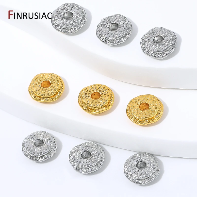 18K vergoldete Messing-Wellenscheiben-Abstandshalter-Perlen, strukturierte flache Metall-Loose-Perlen für DIY-Armband-, Halsketten- und Schmuckherstellung – Detail 18