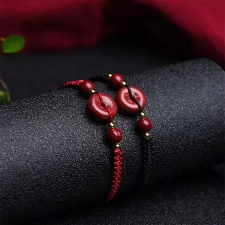 

Тканый браслет ручной работы из киновари с пряжкой мира в древнем стиле, браслет на ножной браслет для пары, студентов, подарок лучшему другу, ручная веревка