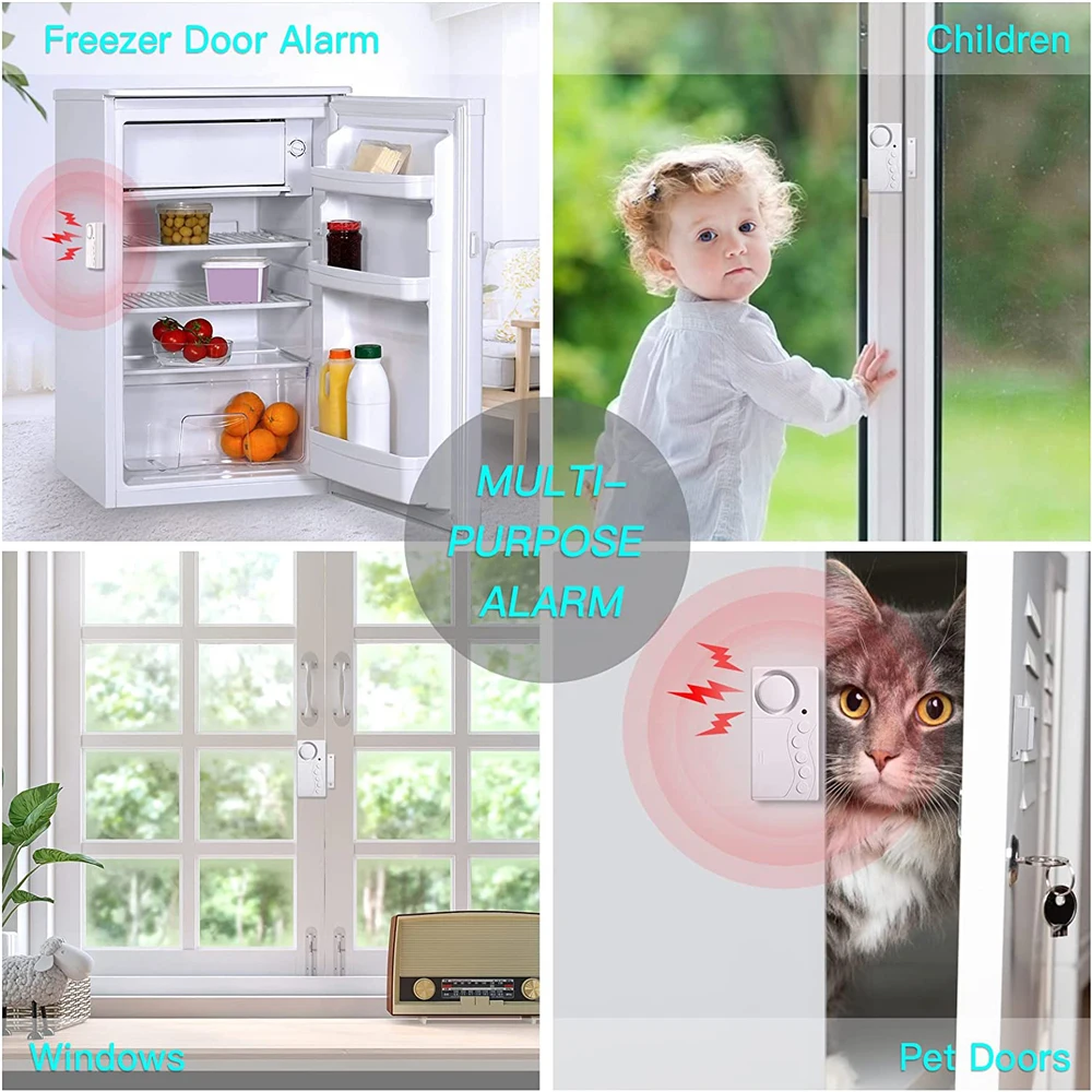 WSDCAM Refrigerator Alarm Door Sensor Burglar Alarm Open Closed Magnetic Gap Window Alarm Detector Wireless Alarm