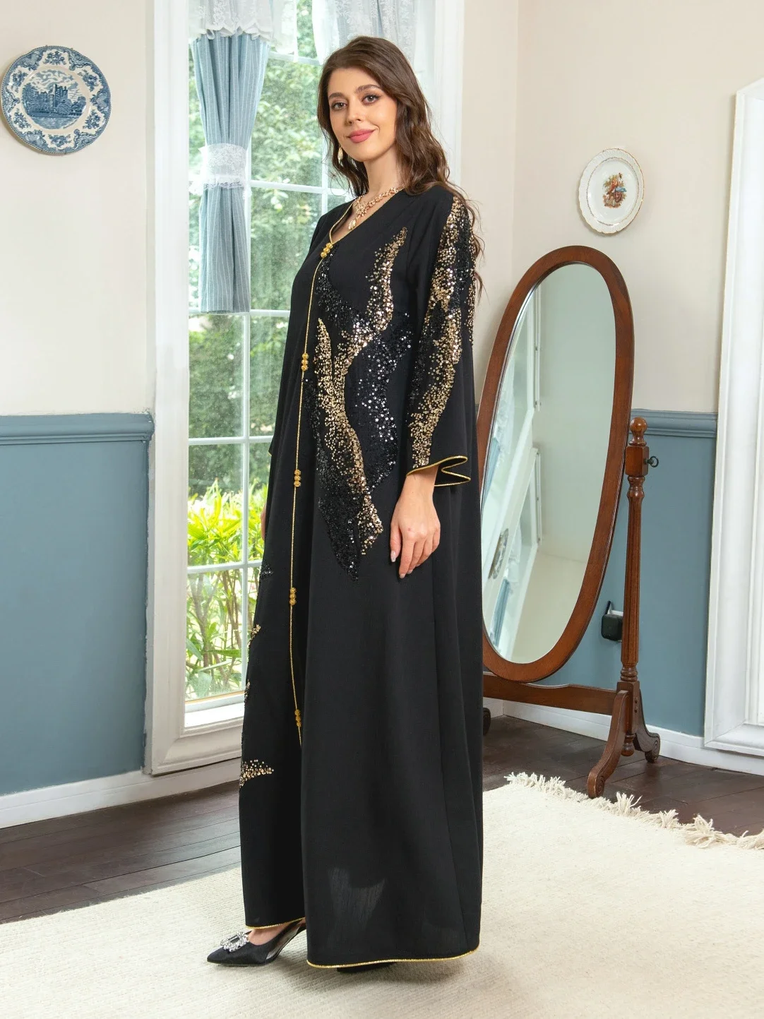 Ramadan Turkije Moslim Jurk Vrouwen Abaya Marokkaanse Kaftan Islamitische Kleding India Pailletten Djellaba Dubai Party Vestidos Eid