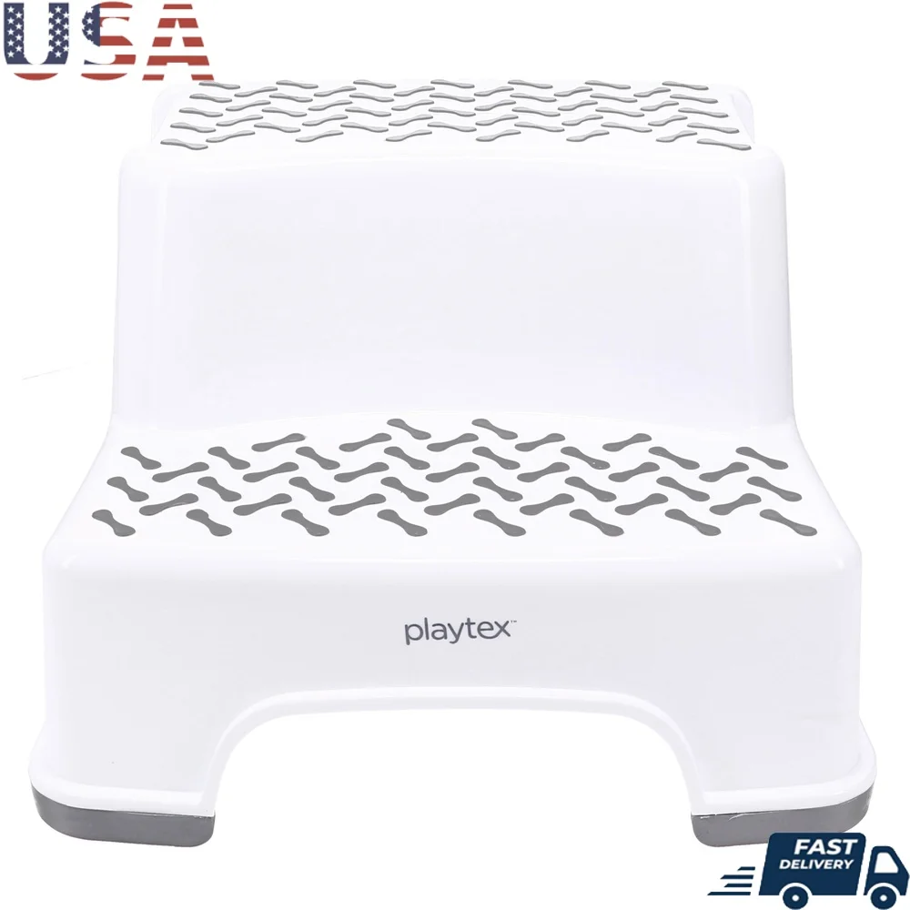 

2-Tier Kids Step Stool Lightweight Portable Anti-Slip Bathroom Bedroom Kitchen Safe Durable Plastic Compact Storage