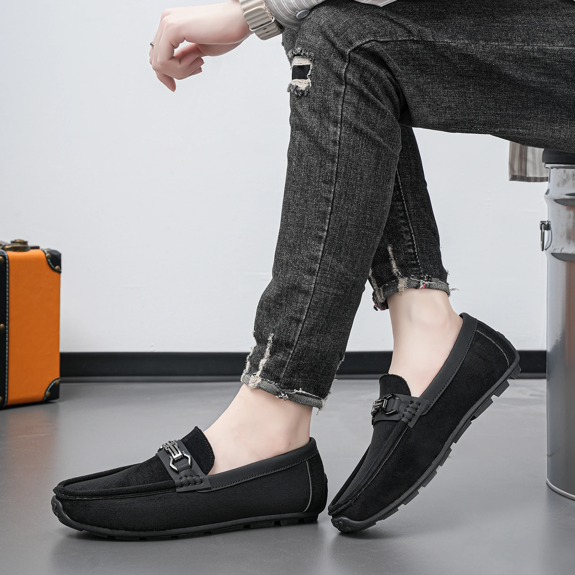 New Fashionable All-Match English Style One-Step Boots Casual Shoes Men's Shoes